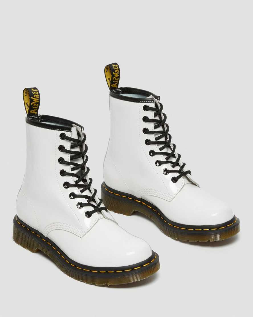 Dr Martens 1460 Patent Leather Women Patent Boots White | 16VITJMXS