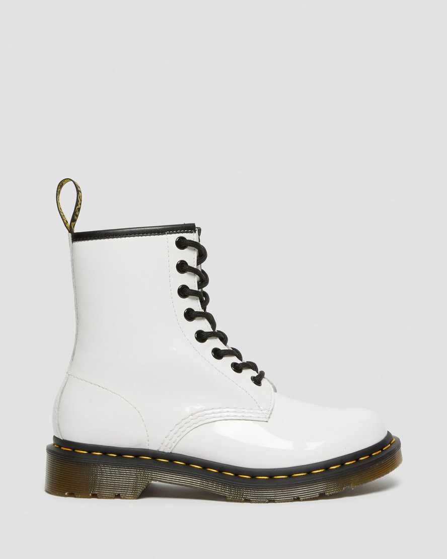 Dr Martens 1460 Patent Leather Women Patent Boots White | 16VITJMXS