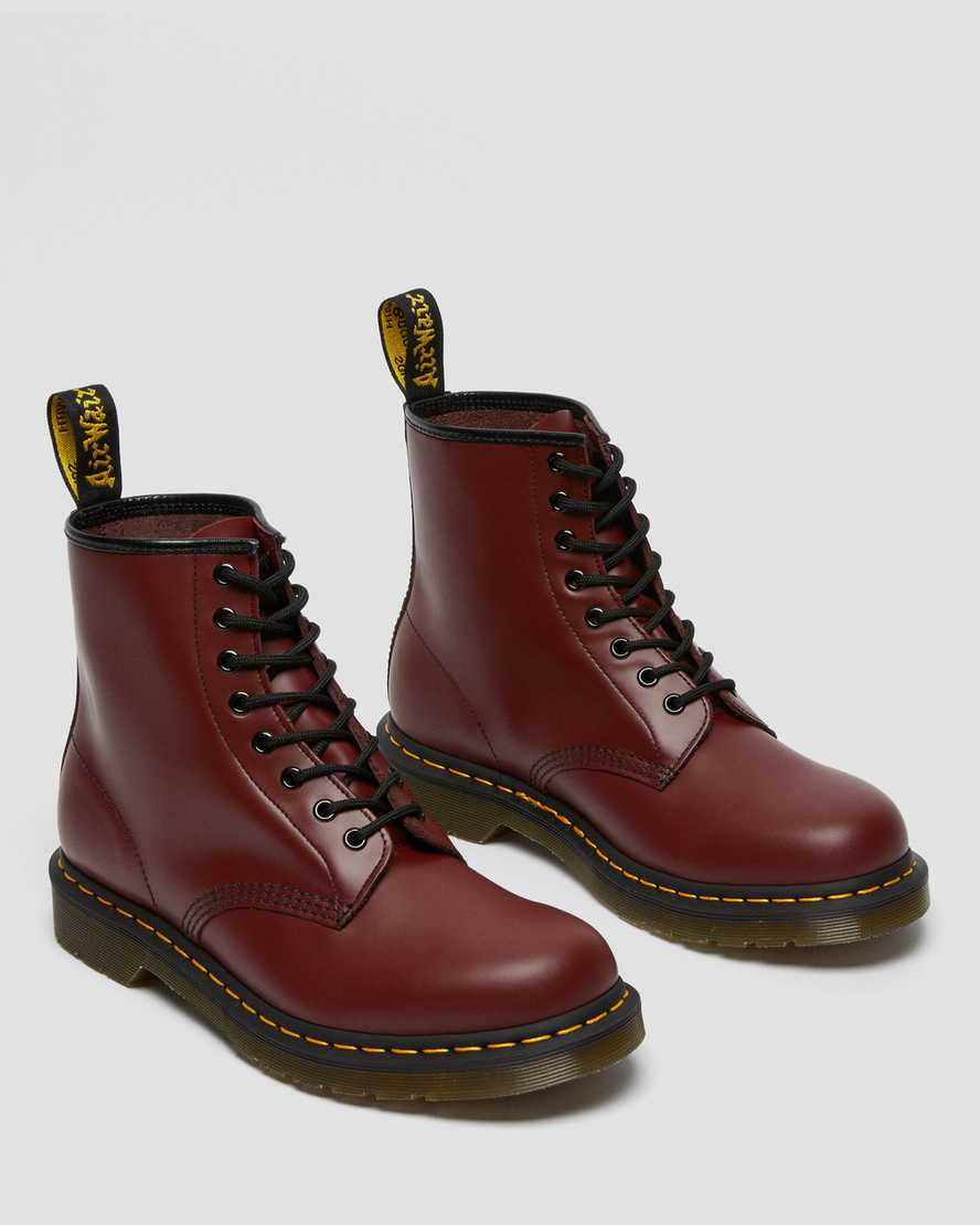 Dr Martens 1460 Smooth Leather Men Ankle Boots Cherry Red | 21CAQMNJH