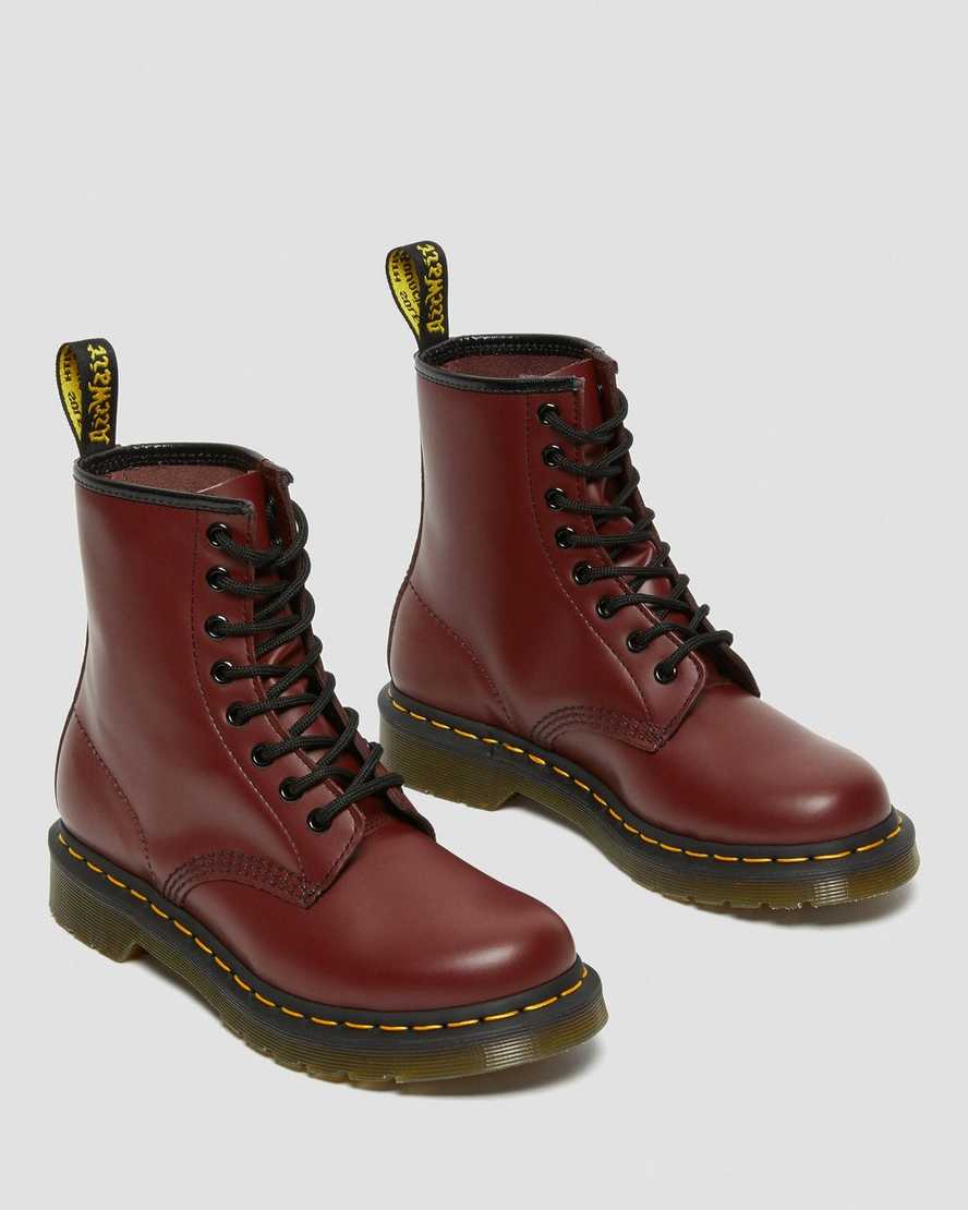 Dr Martens 1460 Smooth Leather Women Lace Up Boots Cherry Red | 58MDUKYJO