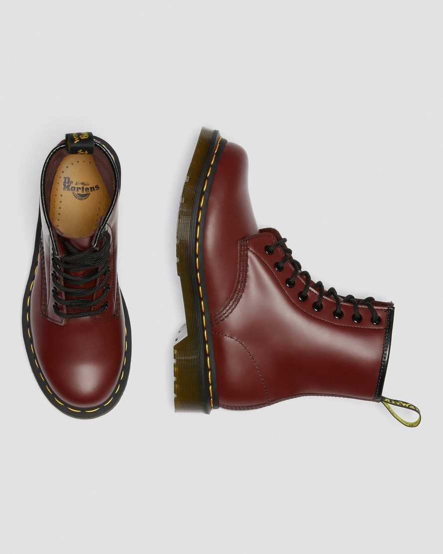 Dr Martens 1460 Smooth Leather Women Lace Up Boots Cherry Red | 58MDUKYJO