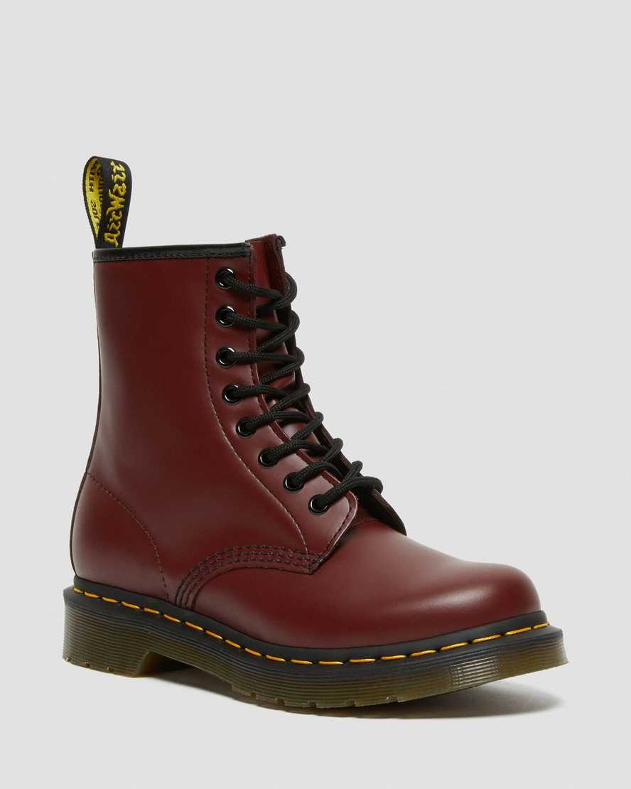 Dr Martens 1460 Smooth Leather Women Lace Up Boots Cherry Red | 58MDUKYJO