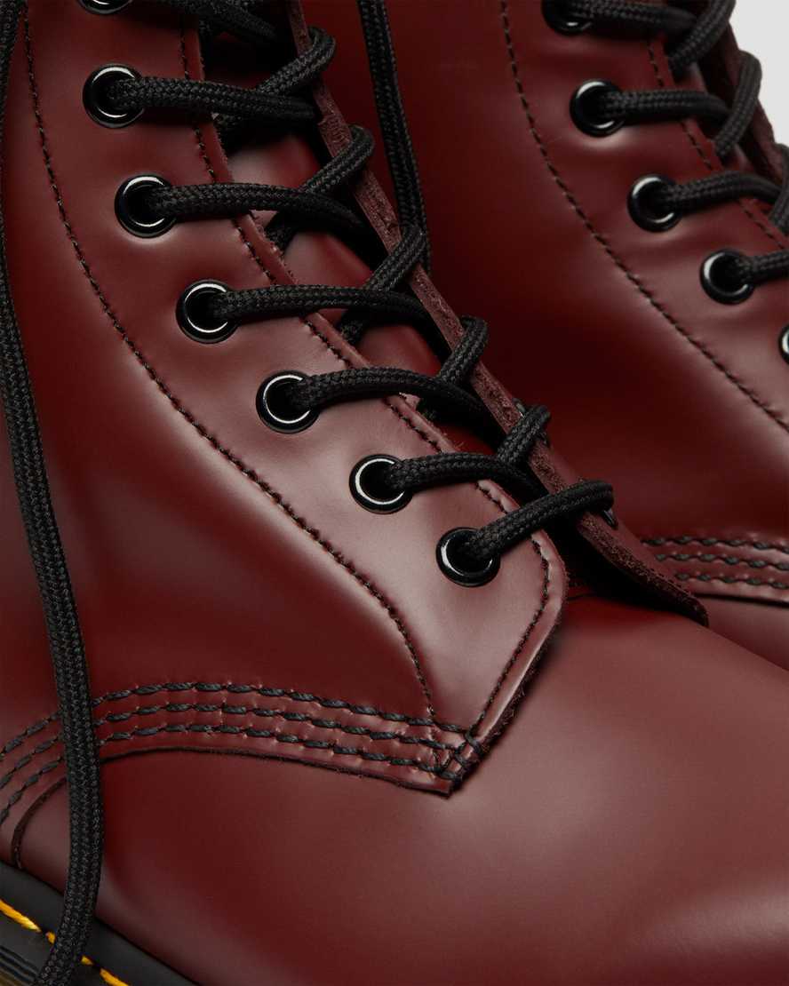 Dr Martens 1460 Smooth Leather Women Lace Up Boots Cherry Red | 06QOITZHJ