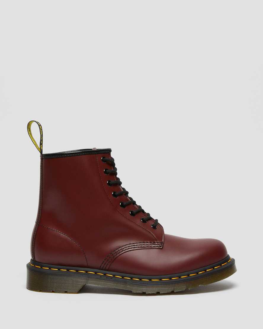 Dr Martens 1460 Smooth Leather Women Lace Up Boots Cherry Red | 06QOITZHJ