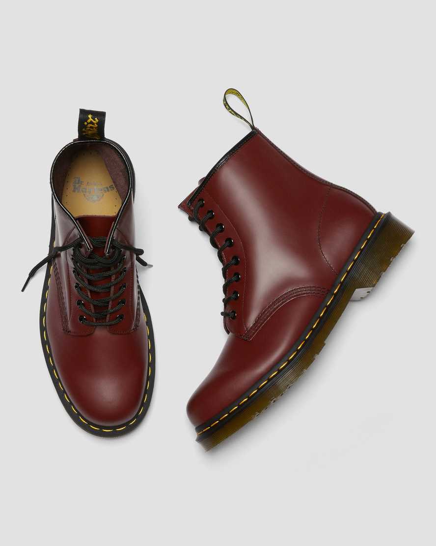 Dr Martens 1460 Smooth Leather Women Lace Up Boots Cherry Red | 06QOITZHJ