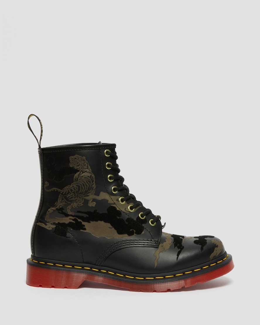 Dr Martens 1460 Year of The Tiger Leather Men Ankle Boots Black | 91JCNXGFL