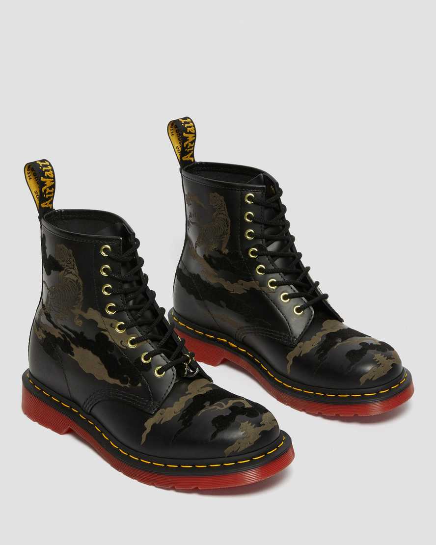 Dr Martens 1460 Year of The Tiger Leather Men Ankle Boots Black | 91JCNXGFL