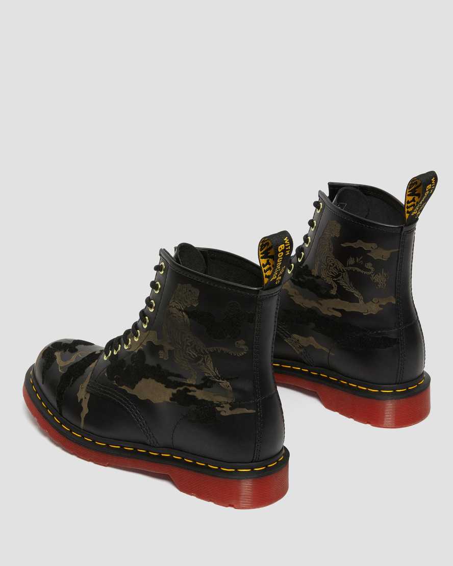 Dr Martens 1460 Year of The Tiger Leather Men Ankle Boots Black | 91JCNXGFL