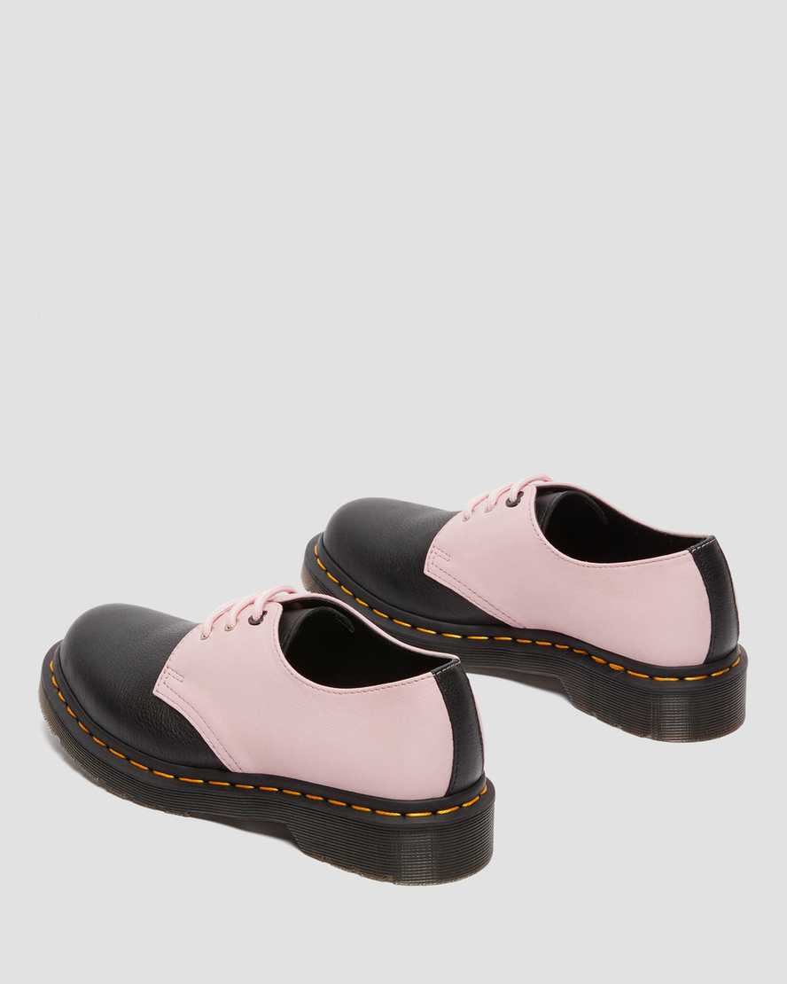 Dr Martens 1461 Contrast Virginia Leather Women Oxfords Shoes Black | 59OESLFRV