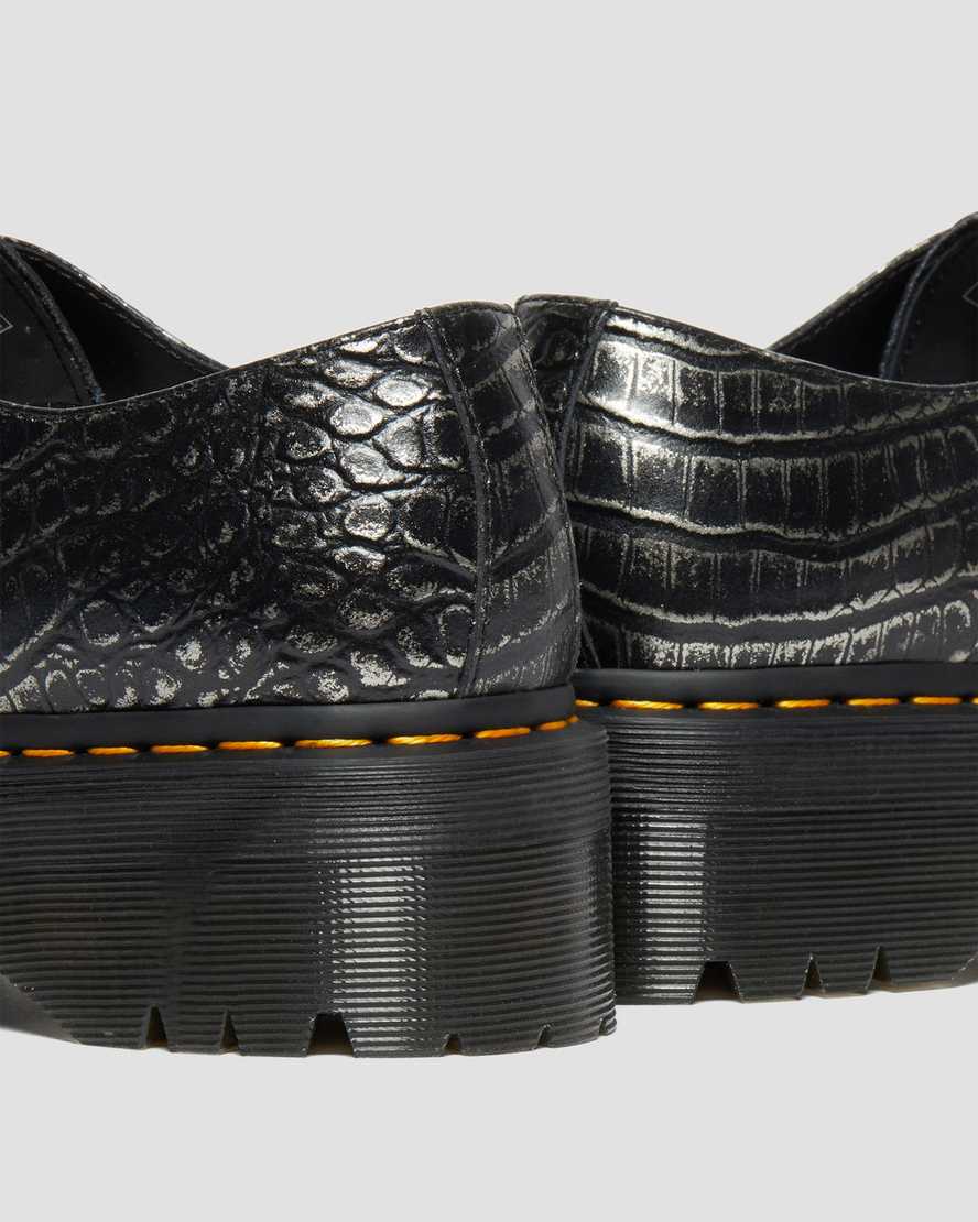 Dr Martens 1461 Croc Emboss Leather Women Platform Shoes Gunmetal | 98MARZEIT