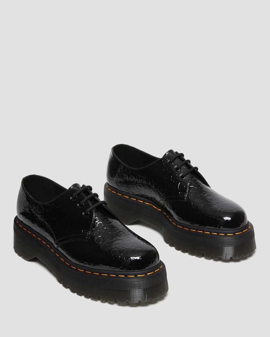 Dr Martens 1461 Leopard Emboss Patent Leather Men Oxfords Shoes Black | 59OKDBPJQ