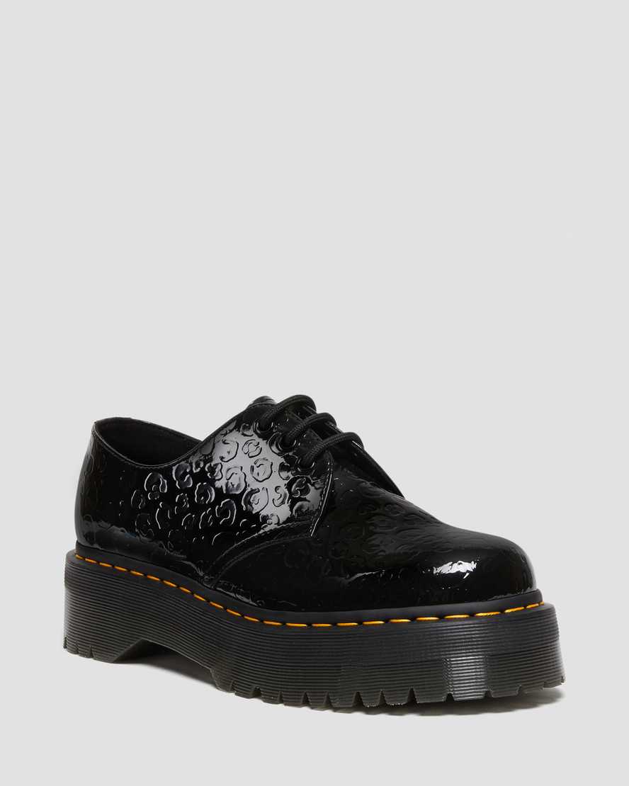 Dr Martens 1461 Leopard Emboss Patent Leather Men Oxfords Shoes Black | 59OKDBPJQ