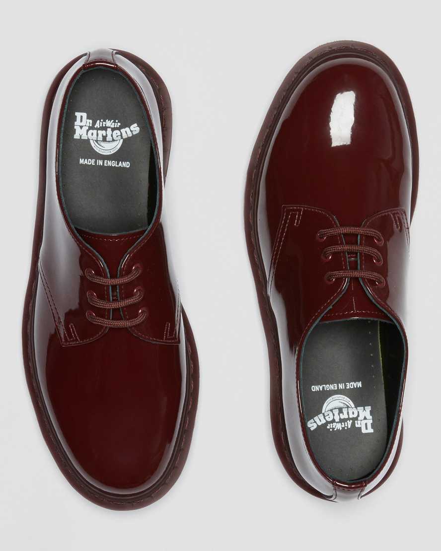 Dr Martens 1461 Made in England Mono Patent Leather Men Oxfords Shoes Red | 46XJAOVBH