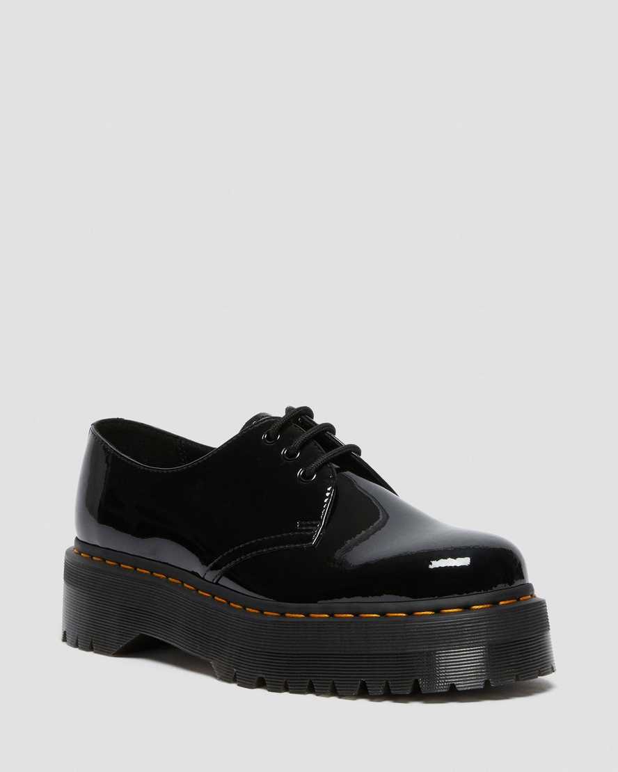 Dr Martens 1461 Patent Leather Platform Women Patent Shoes Black | 79QFZGNPS