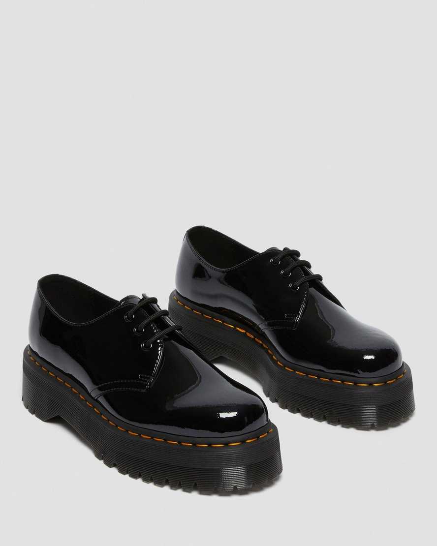 Dr Martens 1461 Patent Leather Platform Women Patent Shoes Black | 79QFZGNPS