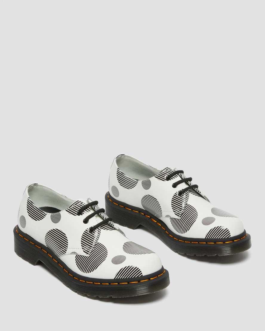 Dr Martens 1461 Polka Dot Smooth Leather Women Oxfords Shoes White | 31MRZPULN