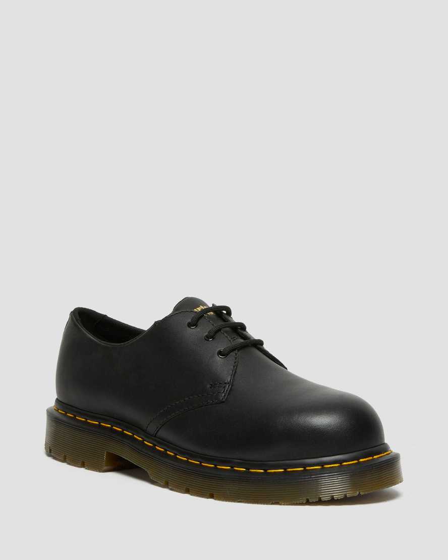 Dr Martens 1461 Slip Resistant Steel Toe Women Oxfords Shoes Black | 30ZHQMGBV