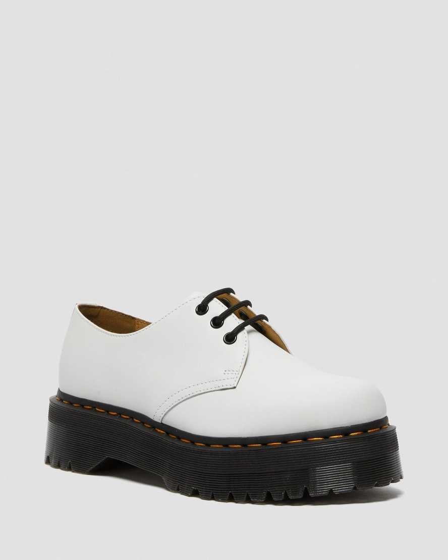 Dr Martens 1461 Smooth Leather Women Platform Shoes White | 61ILWDCXG