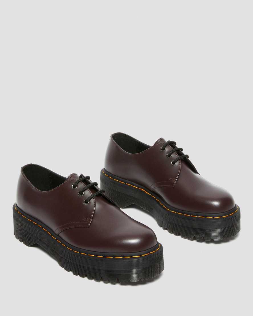 Dr Martens 1461 Smooth Leather Women Platform Shoes Burgundy | 82BYHCJSA