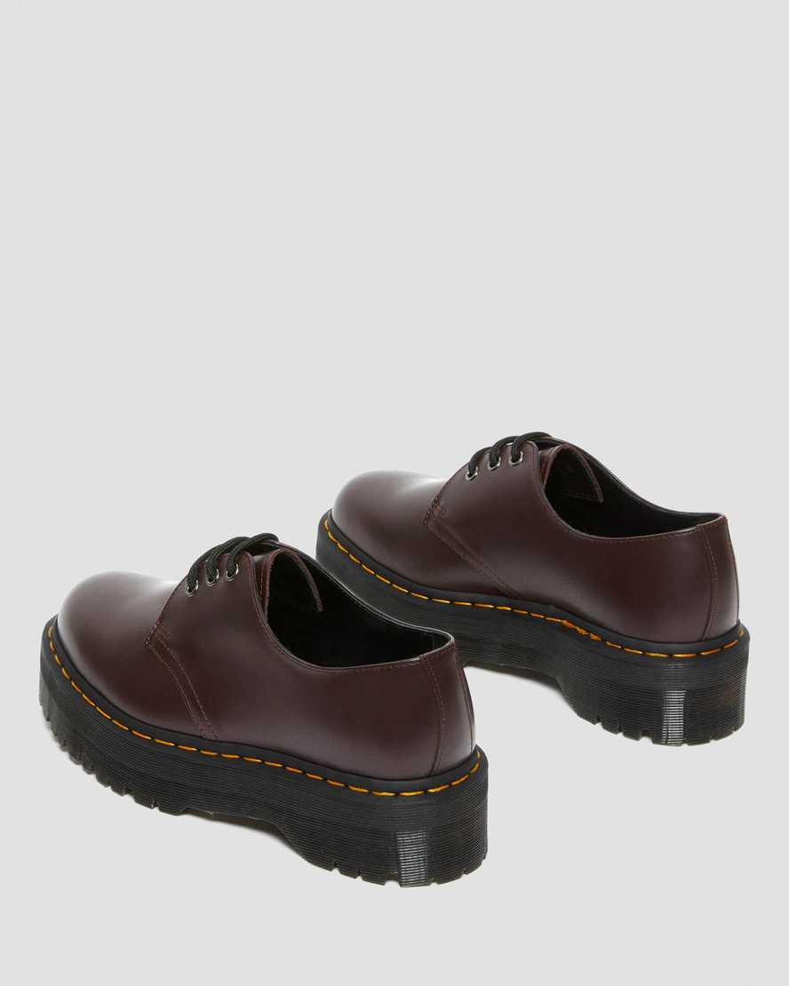 Dr Martens 1461 Smooth Leather Women Platform Shoes Burgundy | 82BYHCJSA