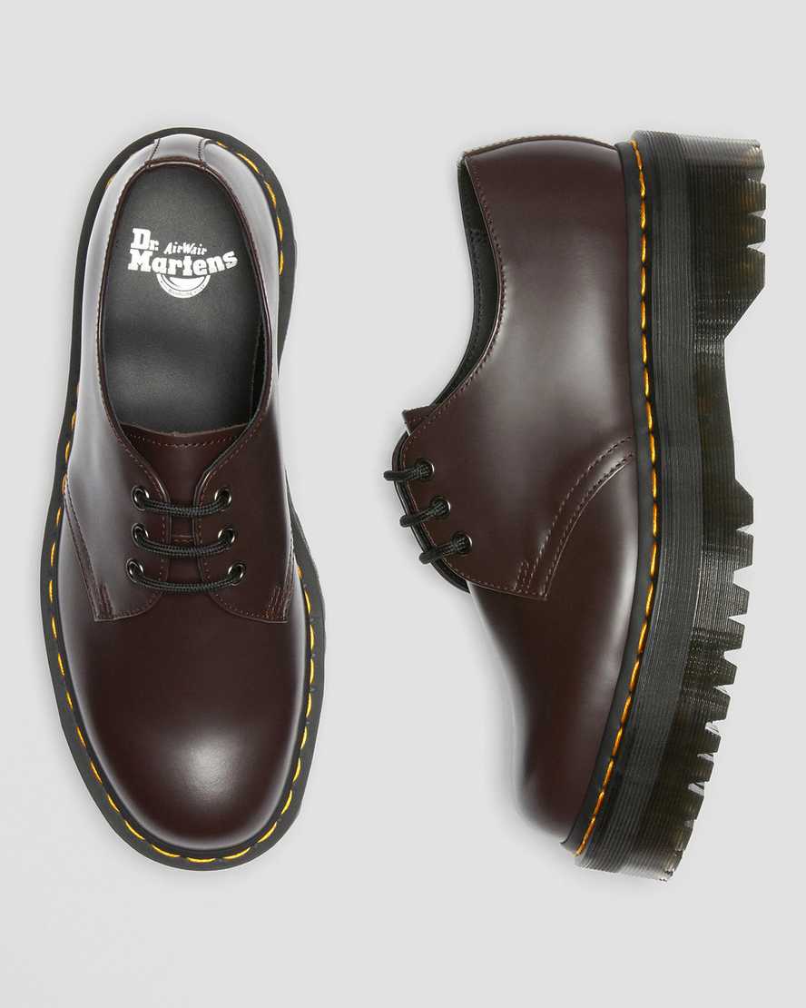 Dr Martens 1461 Smooth Leather Women Platform Shoes Burgundy | 82BYHCJSA