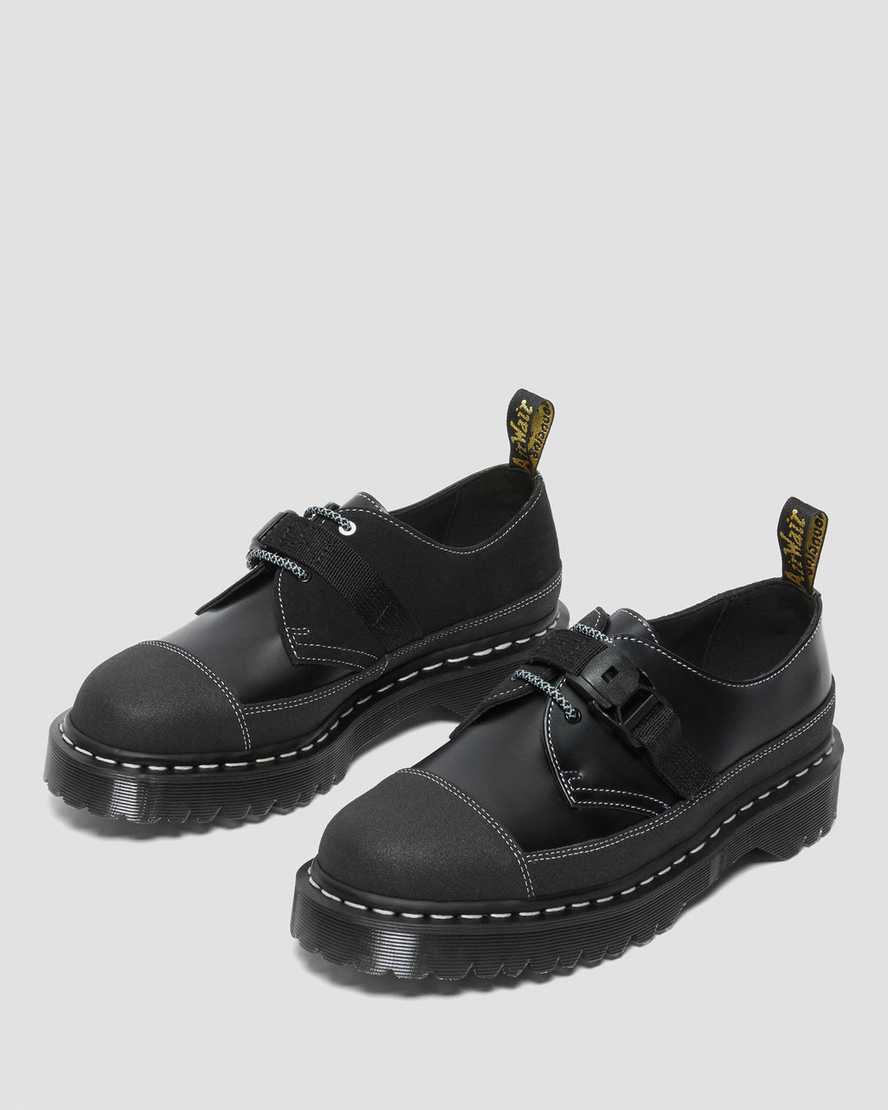 Dr Martens 1461 Tech Made in England Buckle Men Oxfords Shoes Black | 14ESMLADB