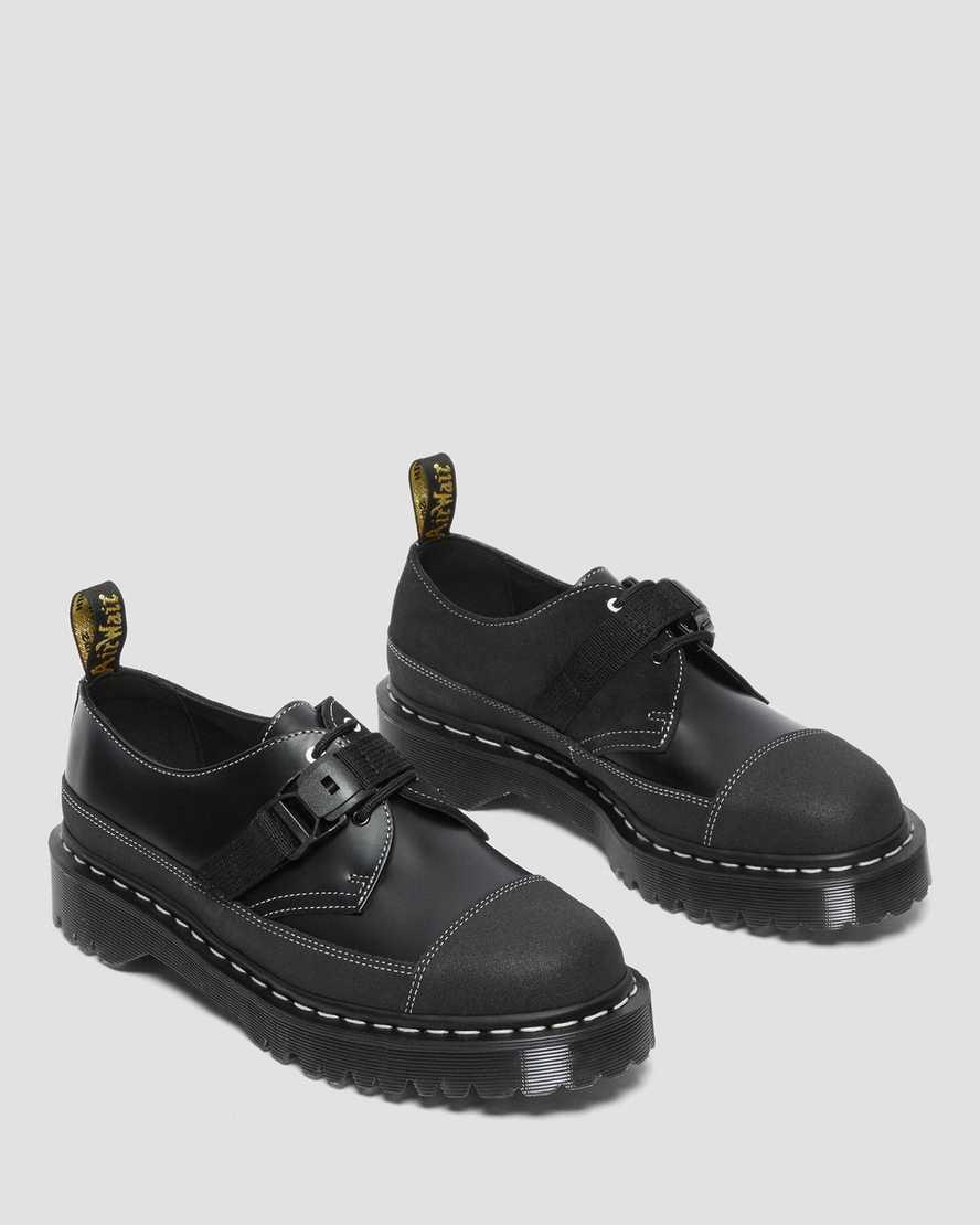 Dr Martens 1461 Tech Made in England Buckle Men Oxfords Shoes Black | 14ESMLADB