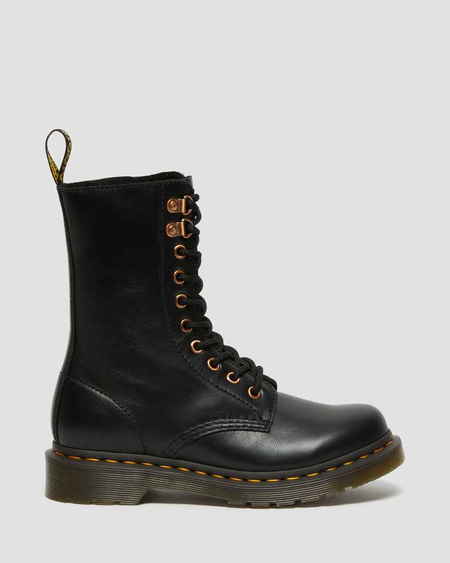 Dr Martens 1490 Rose Gold Hardware Leather Zip Up Men Boots Black | 98BGTQZEF