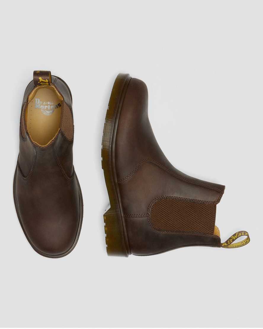 Dr Martens 2976 Crazy Horse Leather Men Chelsea Boots Brown | 39MZWIBAG