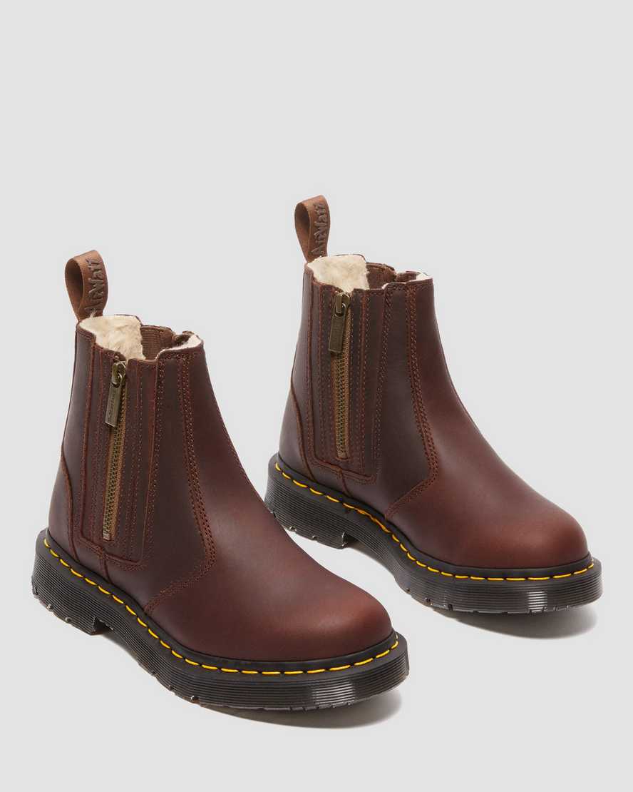 Dr Martens 2976 DM's Wintergrip Zip Women Ankle Boots Brown | 40VOMKNFT