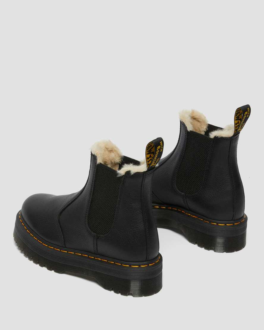 Dr Martens 2976 Faux Fur Lined Platform Men Chelsea Boots Black | 19MGNHUOY