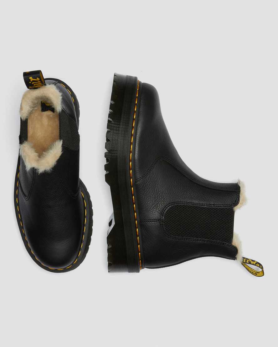 Dr Martens 2976 Faux Fur Lined Platform Men Chelsea Boots Black | 19MGNHUOY