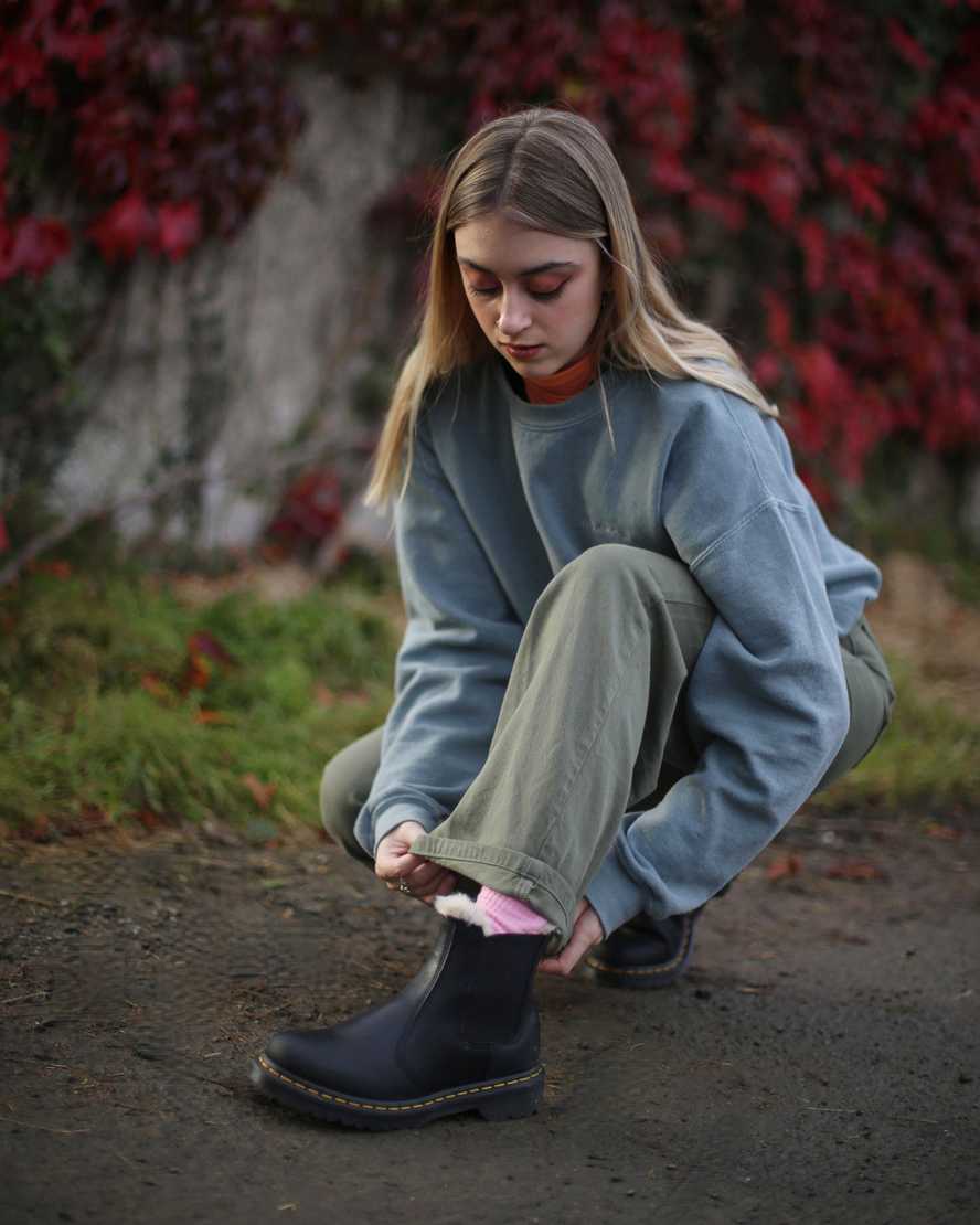 Dr Martens 2976 Faux Fur Lined Women Chelsea Boots Black | 18LTORGIK