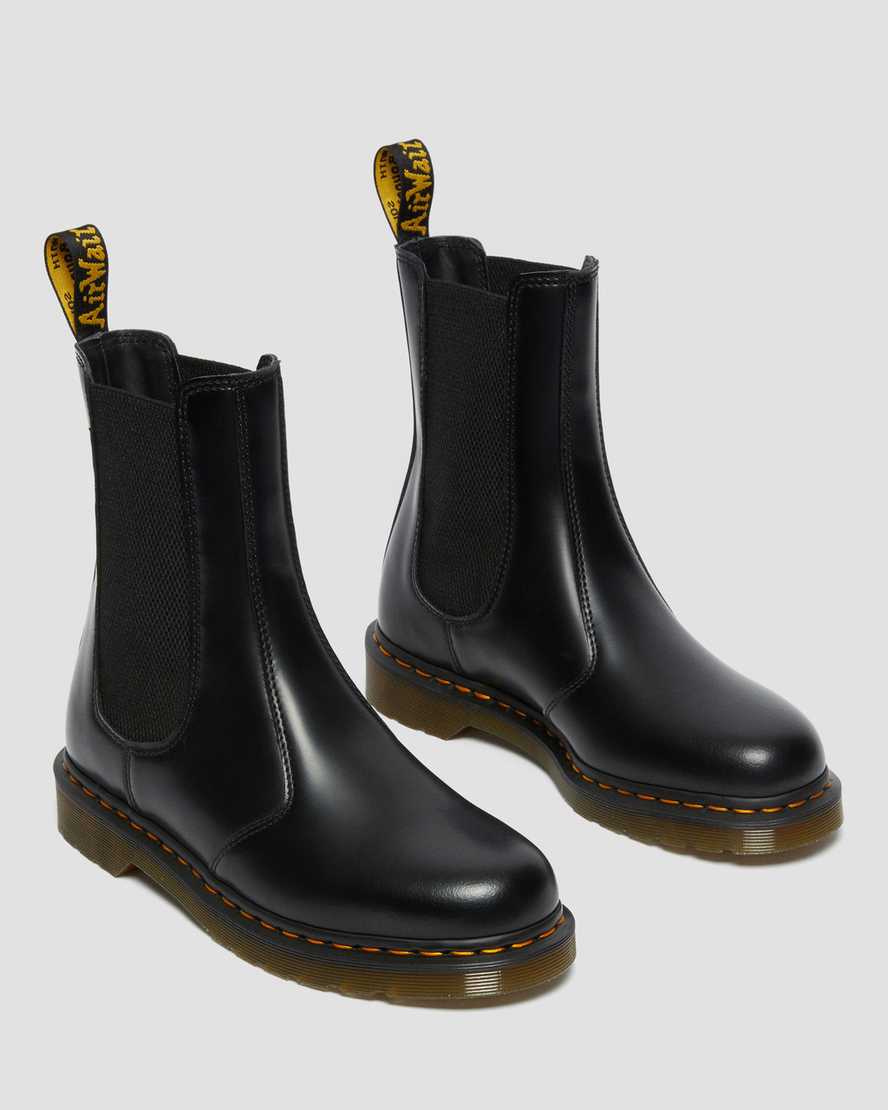 Dr Martens 2976 Hi Smooth Leather Men Chelsea Boots Black | 76TELQFJZ