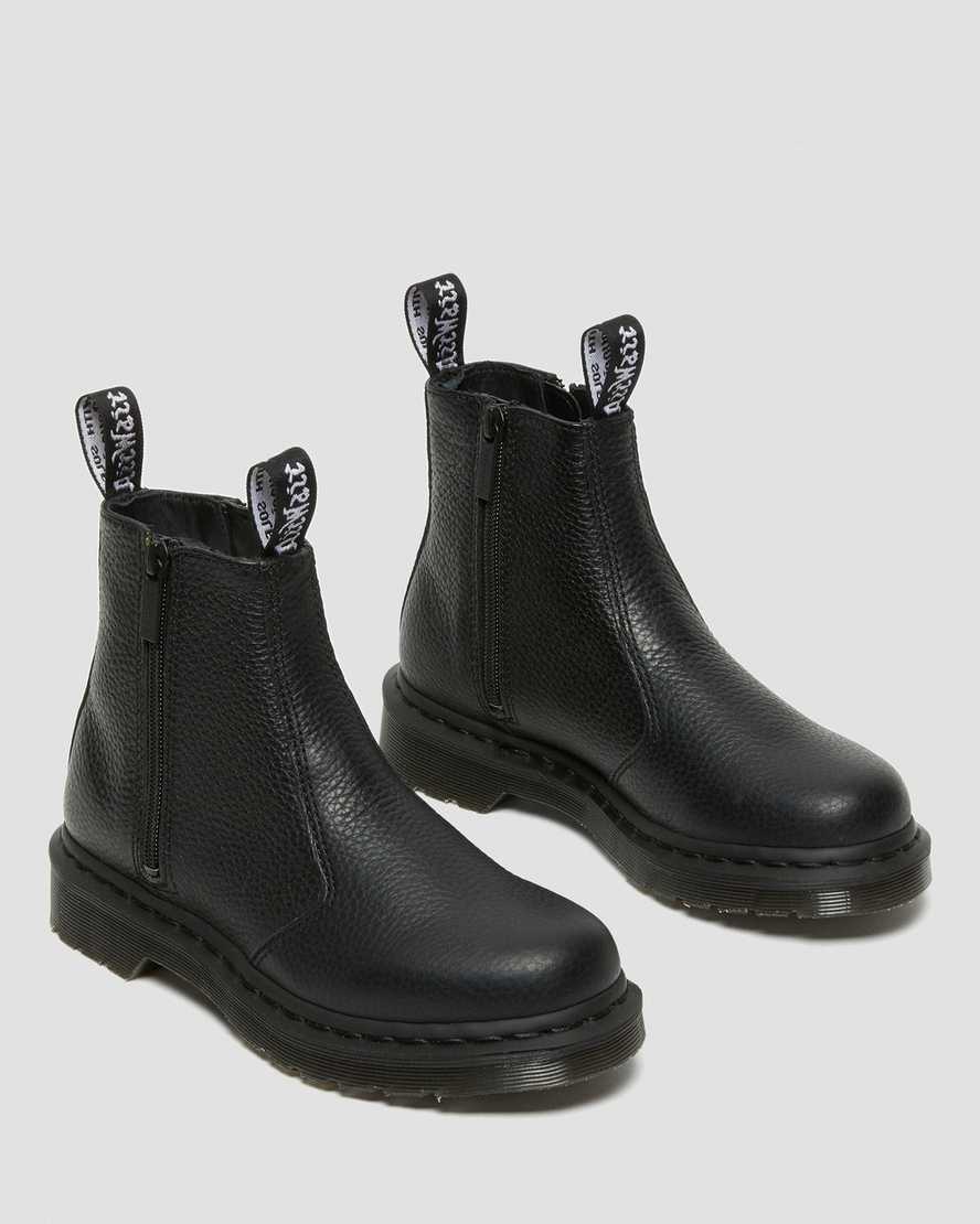 Dr Martens 2976 Leather Zip Up Men Boots Black | 09KNXRDEU