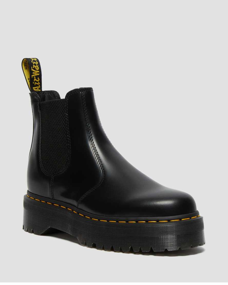 Dr Martens 2976 Polished Smooth Platform Men Chelsea Boots Black | 19VXPQHBL