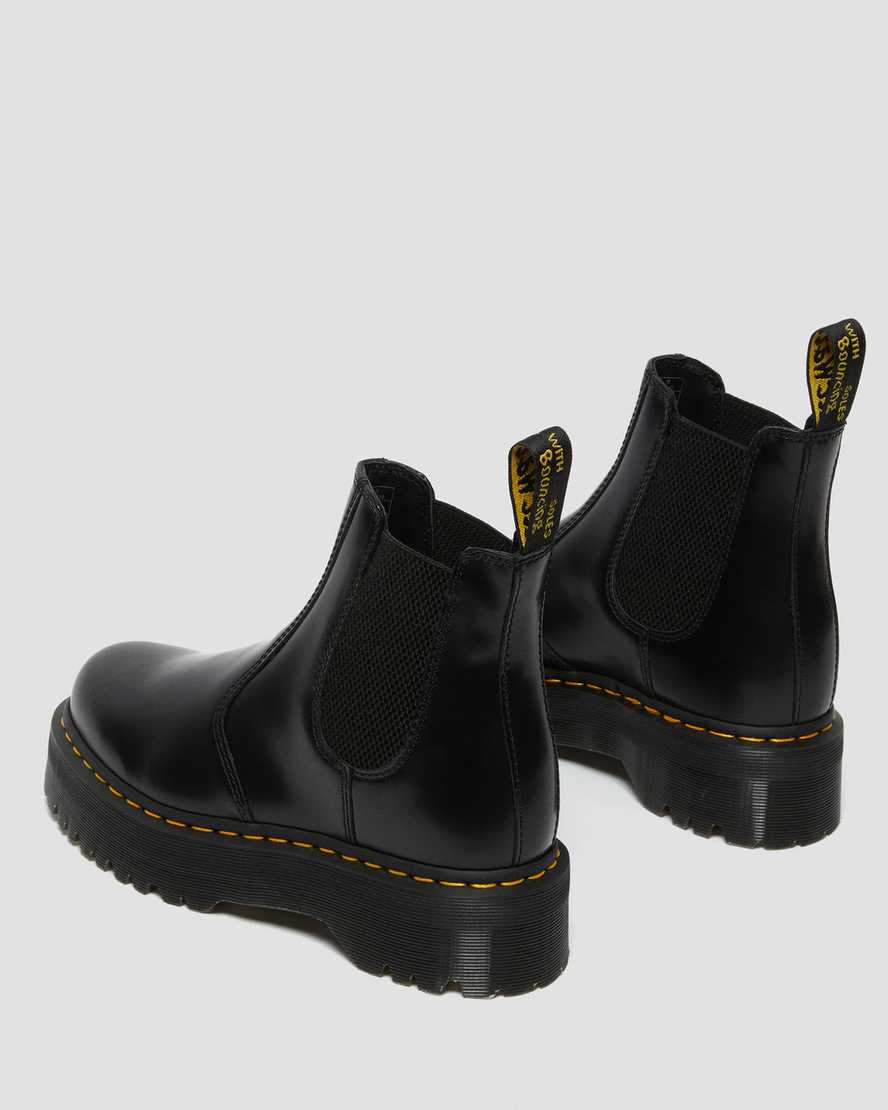 Dr Martens 2976 Polished Smooth Platform Men Chelsea Boots Black | 19VXPQHBL