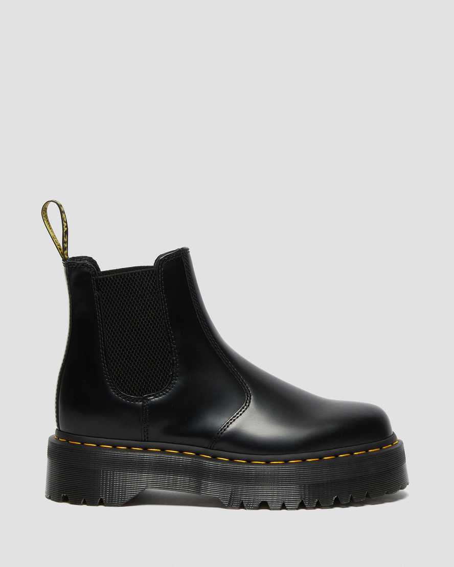 Dr Martens 2976 Polished Smooth Platform Men Chelsea Boots Black | 19VXPQHBL