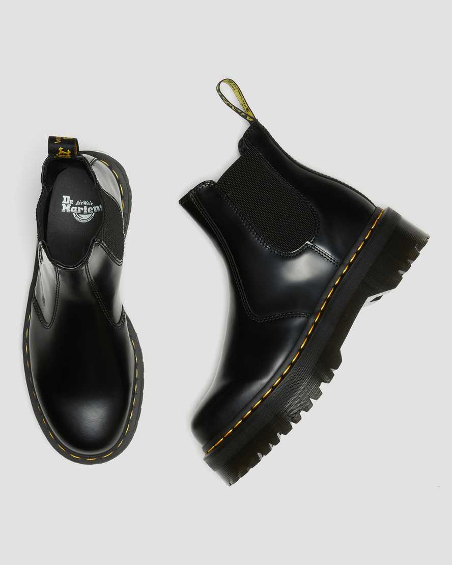 Dr Martens 2976 Polished Smooth Platform Men Chelsea Boots Black | 19VXPQHBL