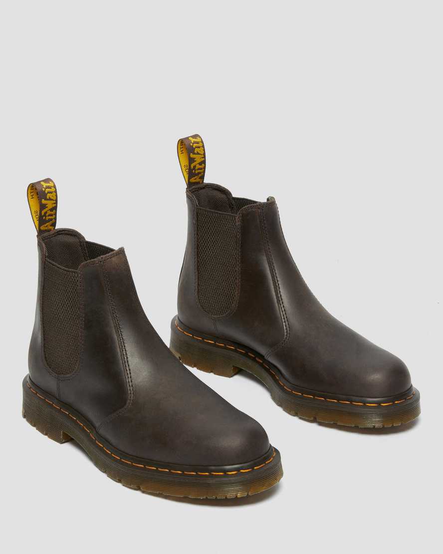 Dr Martens 2976 Slip Resistant Leather Men Ankle Boots Dark Brown | 34TDVZWFN