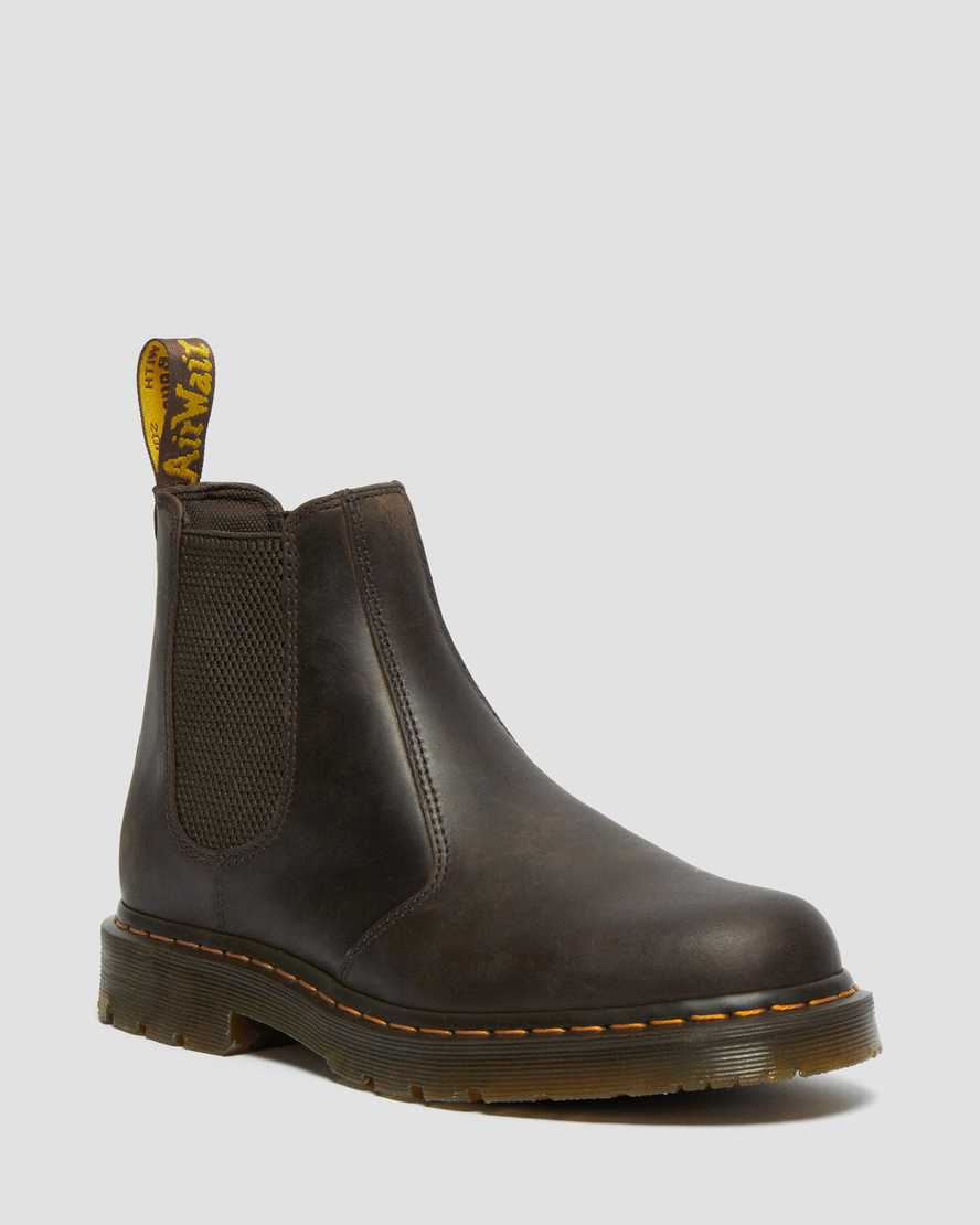 Dr Martens 2976 Slip Resistant Leather Men Ankle Boots Dark Brown | 34TDVZWFN