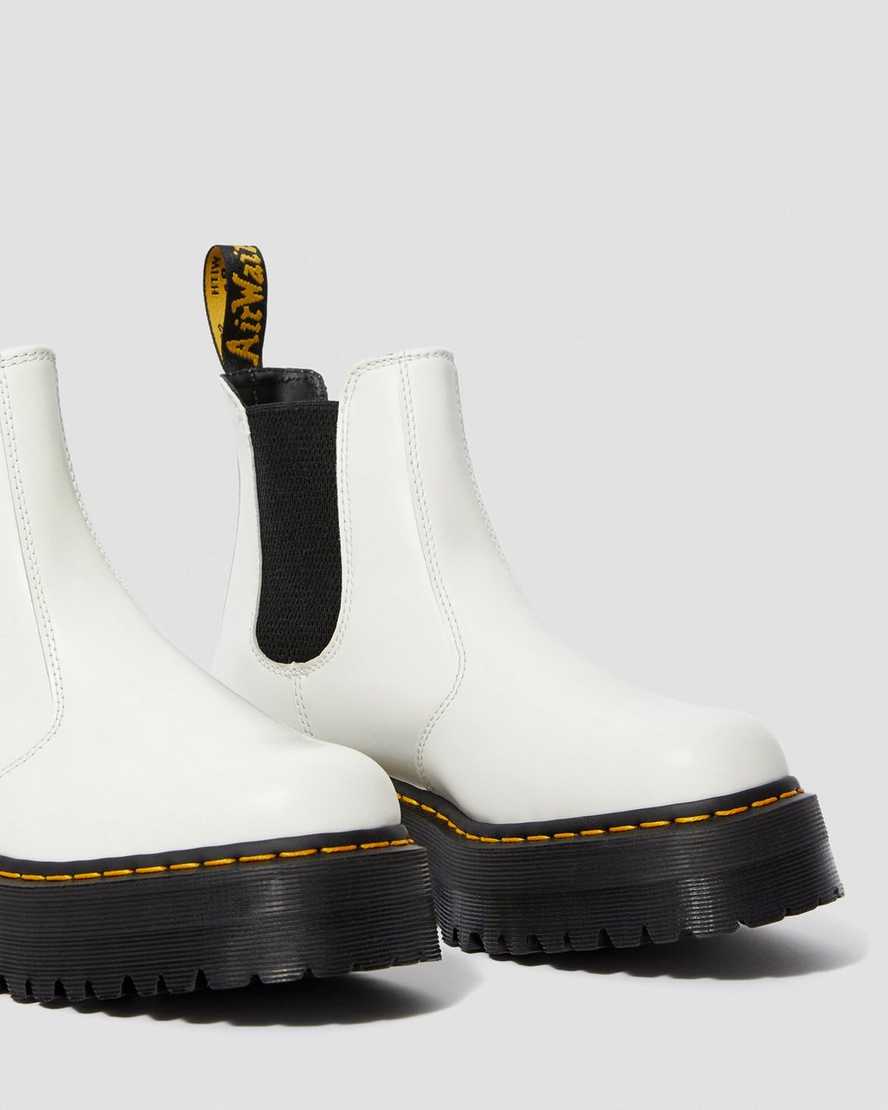 Dr Martens 2976 Smooth Leather Platform Women Ankle Boots White | 74BOZIEPT