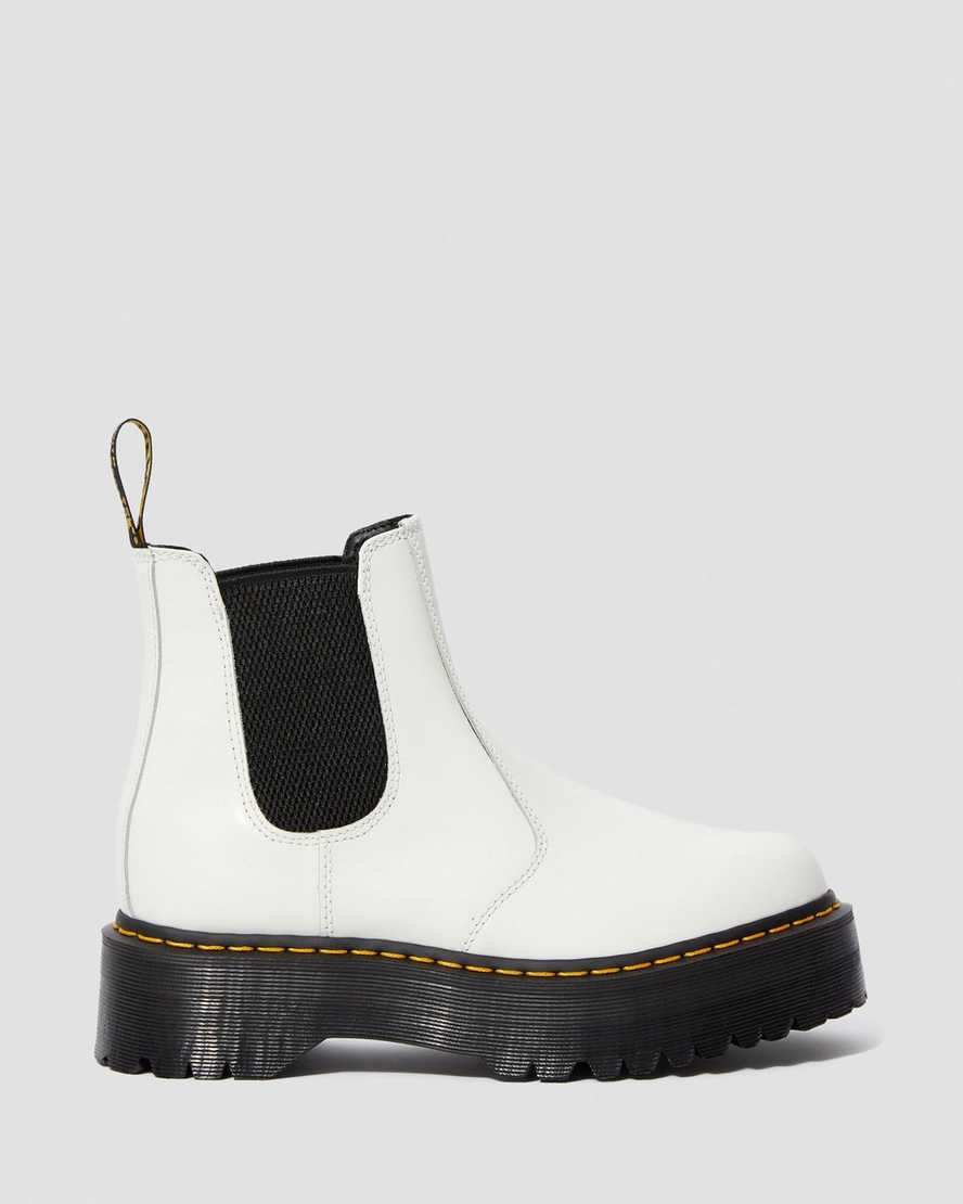 Dr Martens 2976 Smooth Leather Platform Women Ankle Boots White | 74BOZIEPT