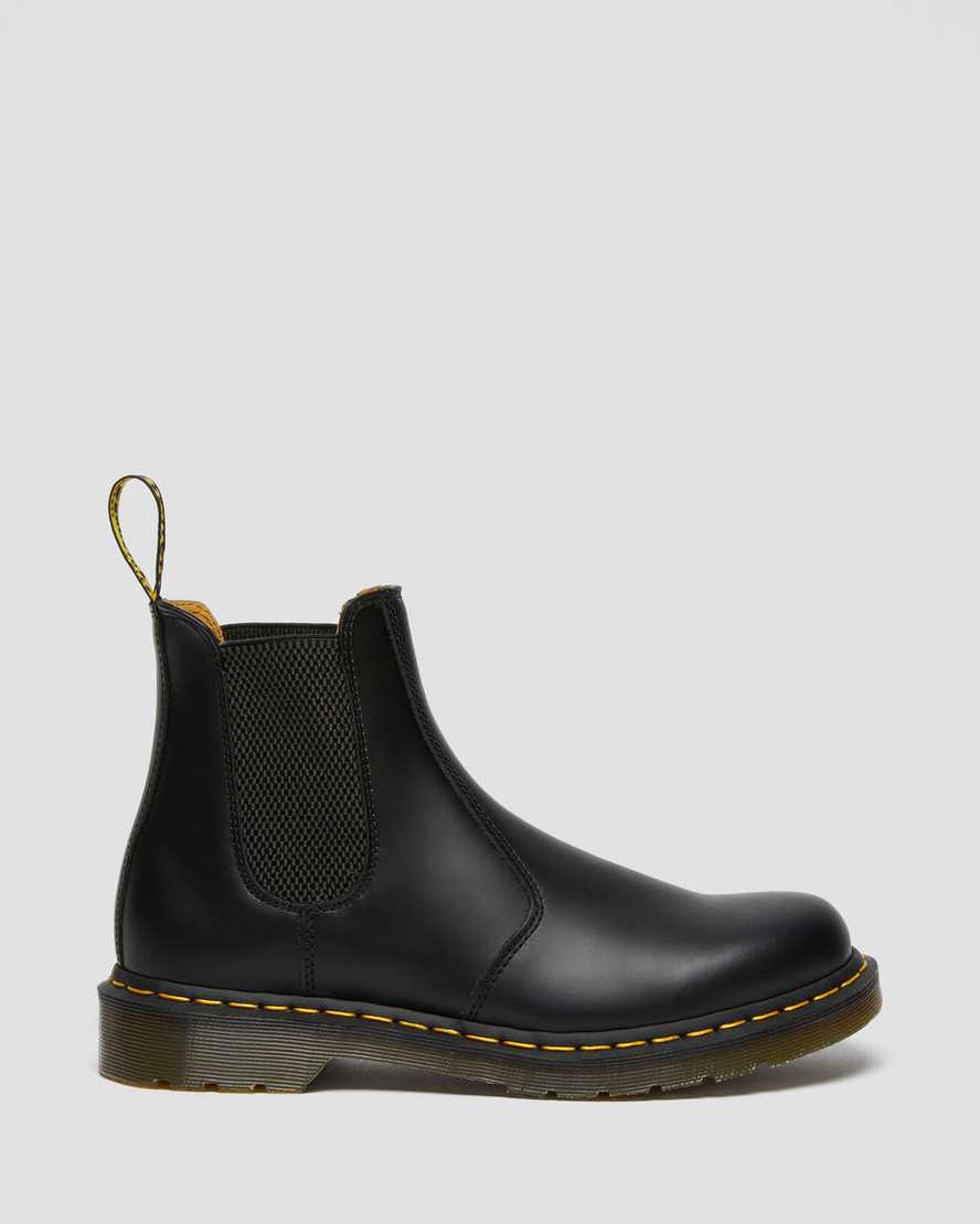 Dr Martens 2976 Yellow Stitch Smooth Leather Men Ankle Boots Black | 92TAUHNGI