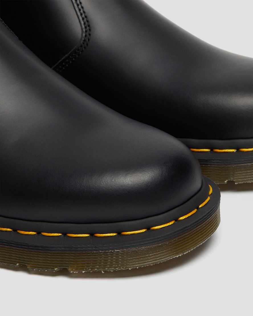 Dr Martens 2976 Yellow Stitch Smooth Leather Men Ankle Boots Black | 92TAUHNGI