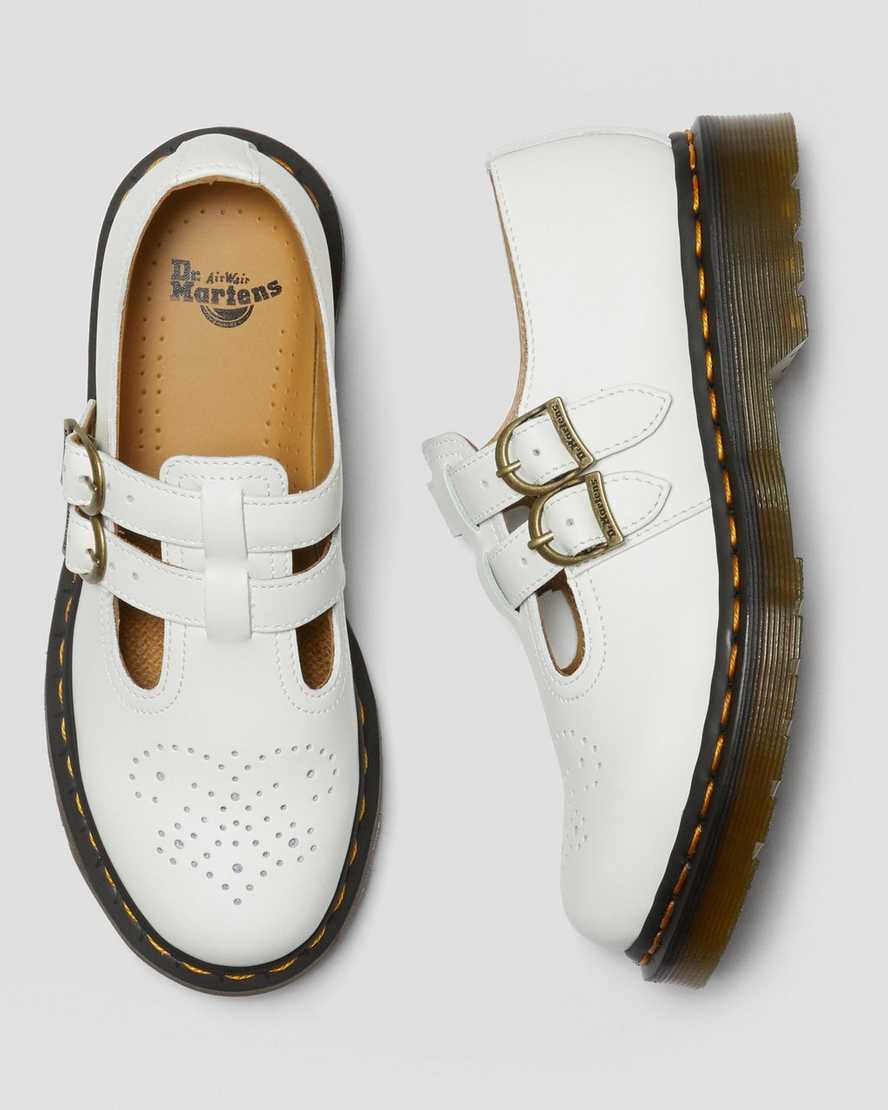 Dr Martens 8065 Smooth Leather Women Mary Jane Shoes White | 46VFZCYIJ