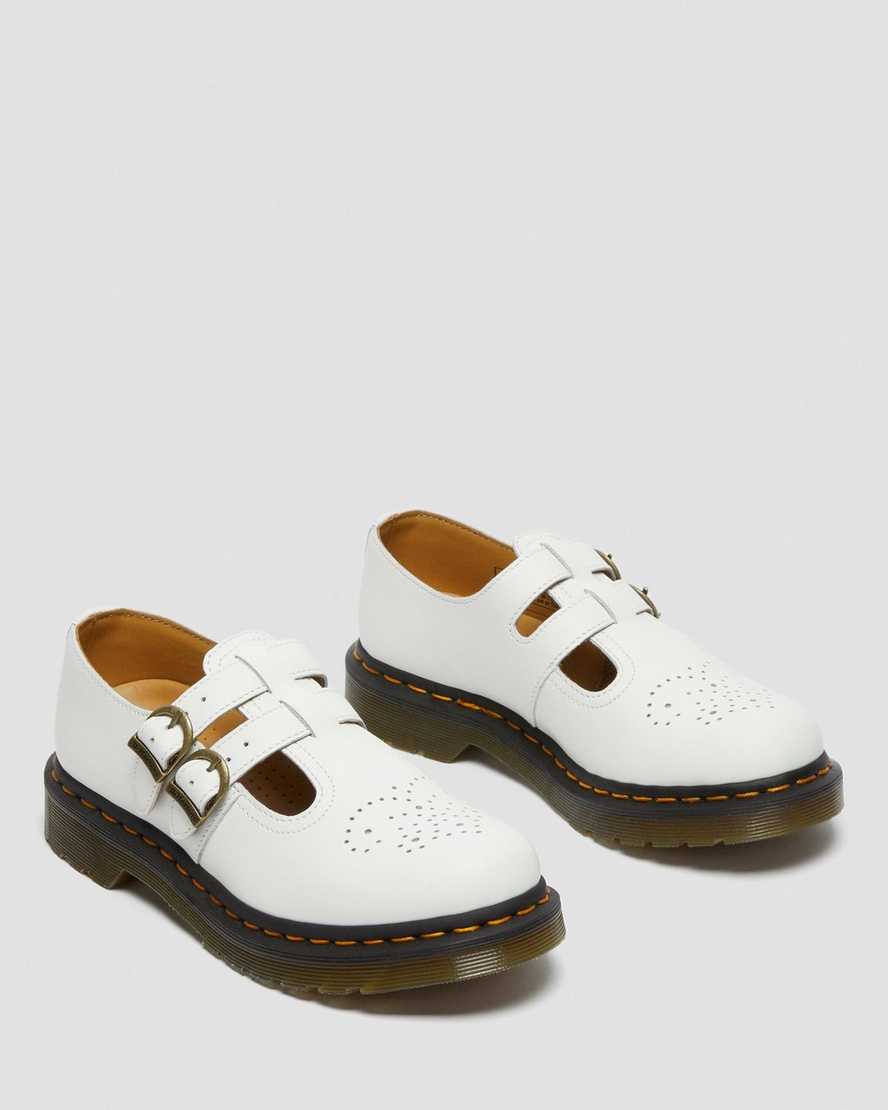 Dr Martens 8065 Smooth Leather Women Mary Jane Shoes White | 46VFZCYIJ