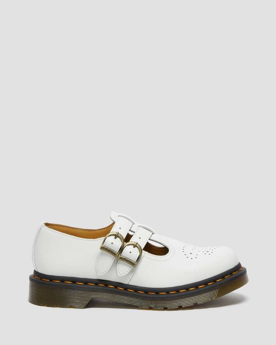 Dr Martens 8065 Smooth Leather Women Mary Jane Shoes White | 46VFZCYIJ