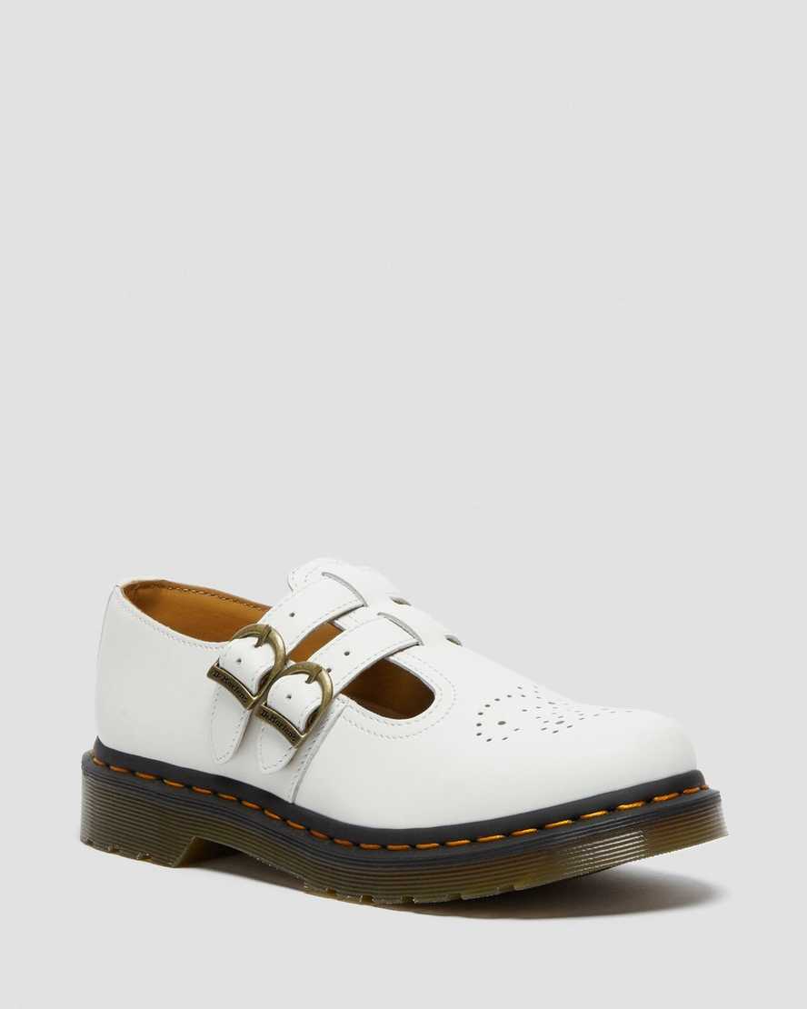 Dr Martens 8065 Smooth Leather Women Mary Jane Shoes White | 46VFZCYIJ