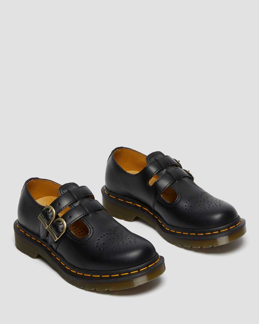 Dr Martens 8065 Smooth Leather Women Mary Jane Shoes Black | 82NBQMCRS